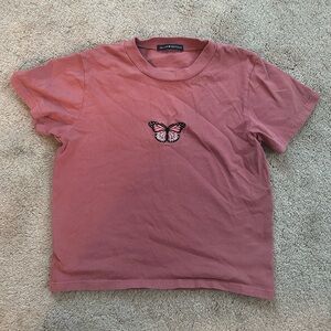 brandy melville pink butterfly tshirt